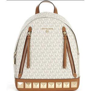NWT Michael Kors Brooklyn Signature Logo Pyramid Stud Medium Backpack